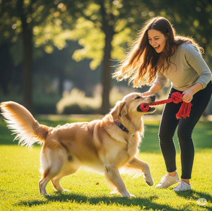 gioco per cane con padrona